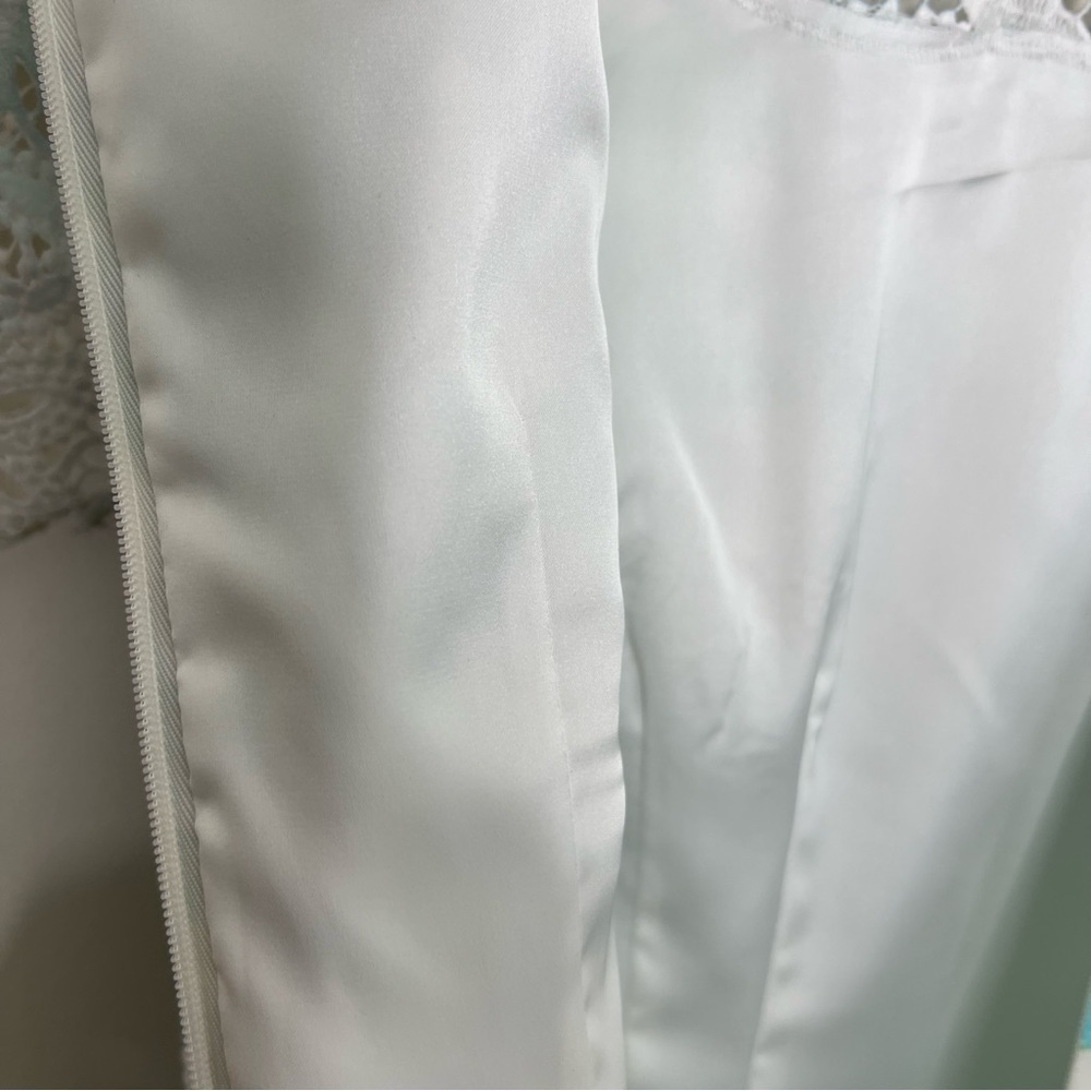 Elie Tahari Short-Sleeve Lace-Trim Ombre Organdy Dress, Green Pattern Size 4 - Picture 11 of 12